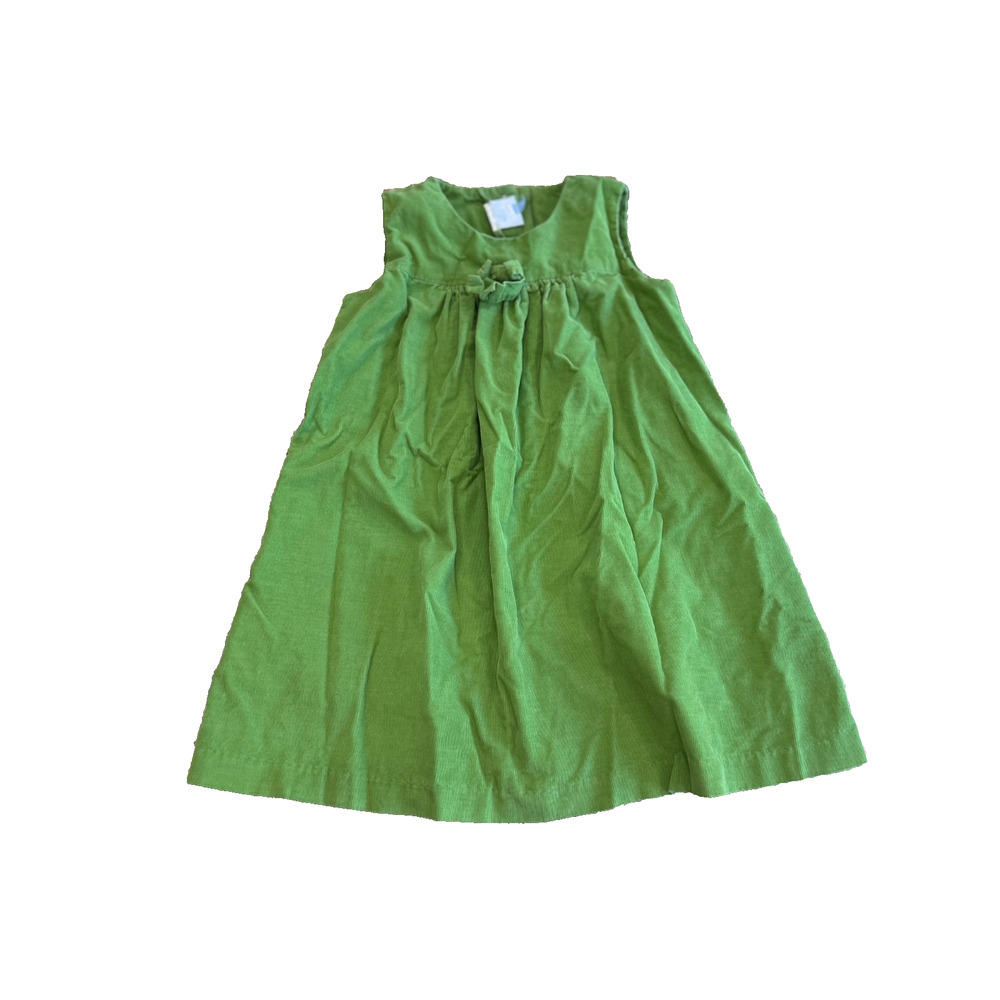 Little English Green Corduroy Pinafore Dress with Bow Girls Jumper Size 6